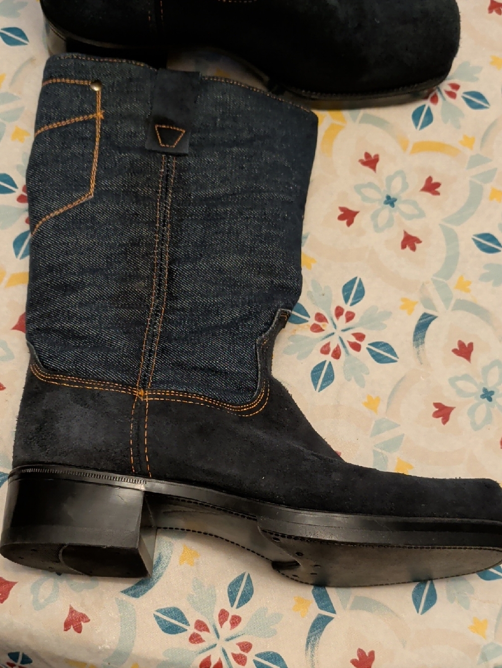 Vintage Denim Cowboy Boots